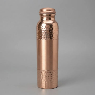 Hand-Hammered Copper Water Bottle – 34 oz, Ayurvedic, Leak-Proof
