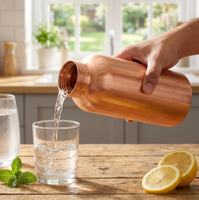 Copper water bottle 34 oz - pure copper ayurvedic health hydration bottle