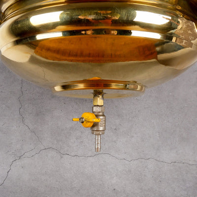 Detail of Professional Brass Shirodhara Pot - Artisanal Brass Hand-Hammered Texture and Quality Finish