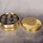 Artisanal Brass Spice Organizer (Masala Dabba) | Hand-Hammered Brass - Lead-Free Heritage Decor Vessel from Jodhpur