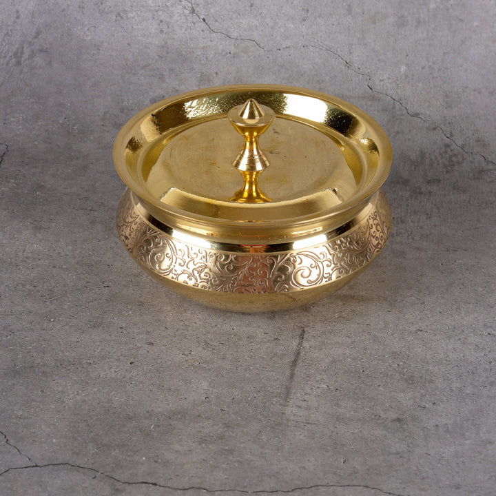 Brass Dish Handi for Serving - Traditional Serving Bowl - Main product view