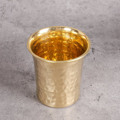 Ayurvedic Brass Drinking Cup | Hand-Hammered Brass - Lead-Free Heritage Decor Vessel from Jodhpur