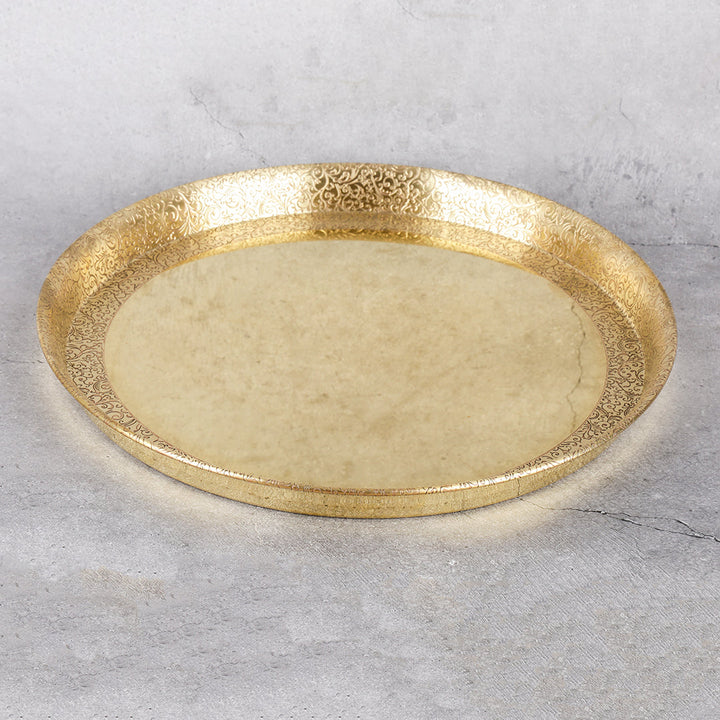 Brass Heritage Thali Set - Traditional Dining Set - Close-up shot highlighting material