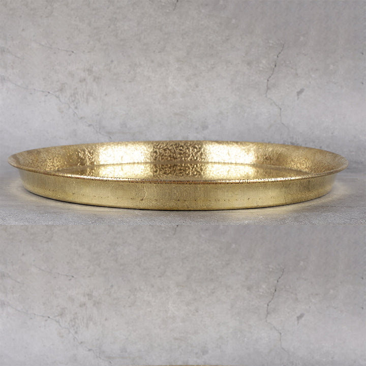 Brass Heritage Thali Set - Traditional Dining Set - Detailed side angle view showing key features and dimensions.