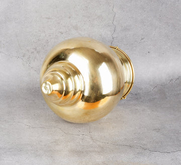 Brass Jaldhara Pot for Shivling - Sacred Water Pouring Vessel - Detailed side angle view showing key features and dimensions.