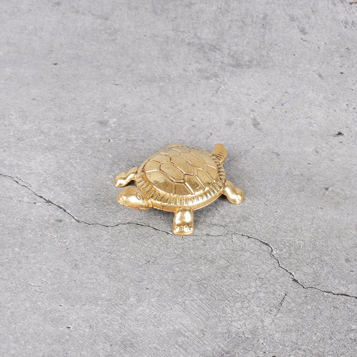 Brass Kachua Pair - Feng Shui Turtle Set of 2 - Close-up shot highlighting material