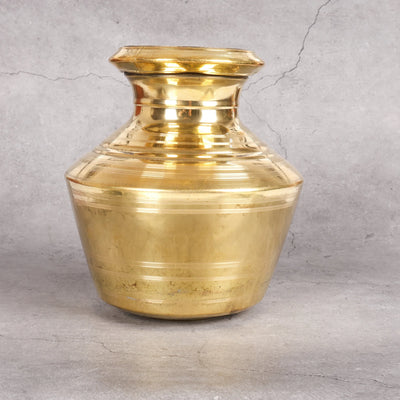 Detail of Traditional Brass Water Storage Vessel (Kudam) - Artisanal Brass Hand-Hammered Texture and Quality Finish