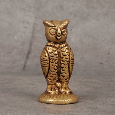 Brass owl statue sculpture - hand-cast owl symbol of wisdom and prosperity