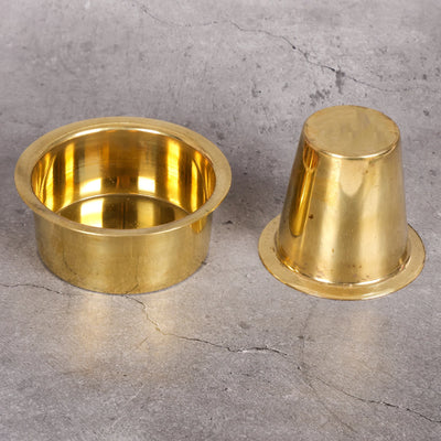 Traditional Brass Coffee Dabra Set | Hand-Hammered Brass - Lead-Free Heritage Decor Vessel from Jodhpur