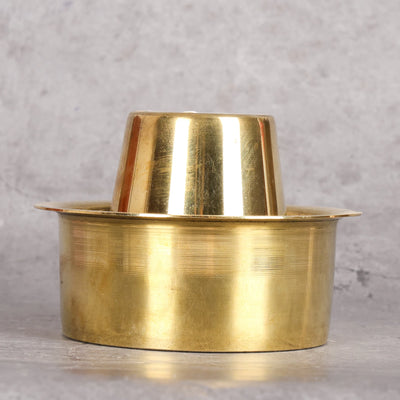 Detail of Traditional Brass Coffee Dabra Set - Artisanal Brass Hand-Hammered Texture and Quality Finish