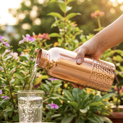 Copper Water Bottle – 34, 57 & 84 oz, Naturally Antimicrobial, Leak-Proof, Solid Copper (Not Plated)