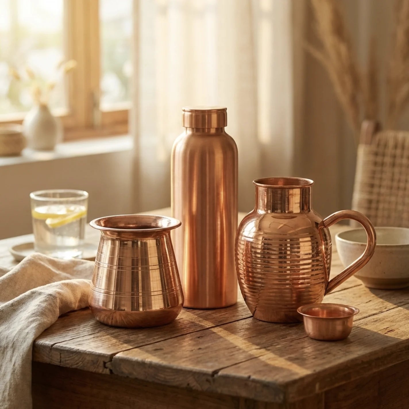 Copper Water Ritual – Bottle + Pitcher + Carafe | Copper Mart